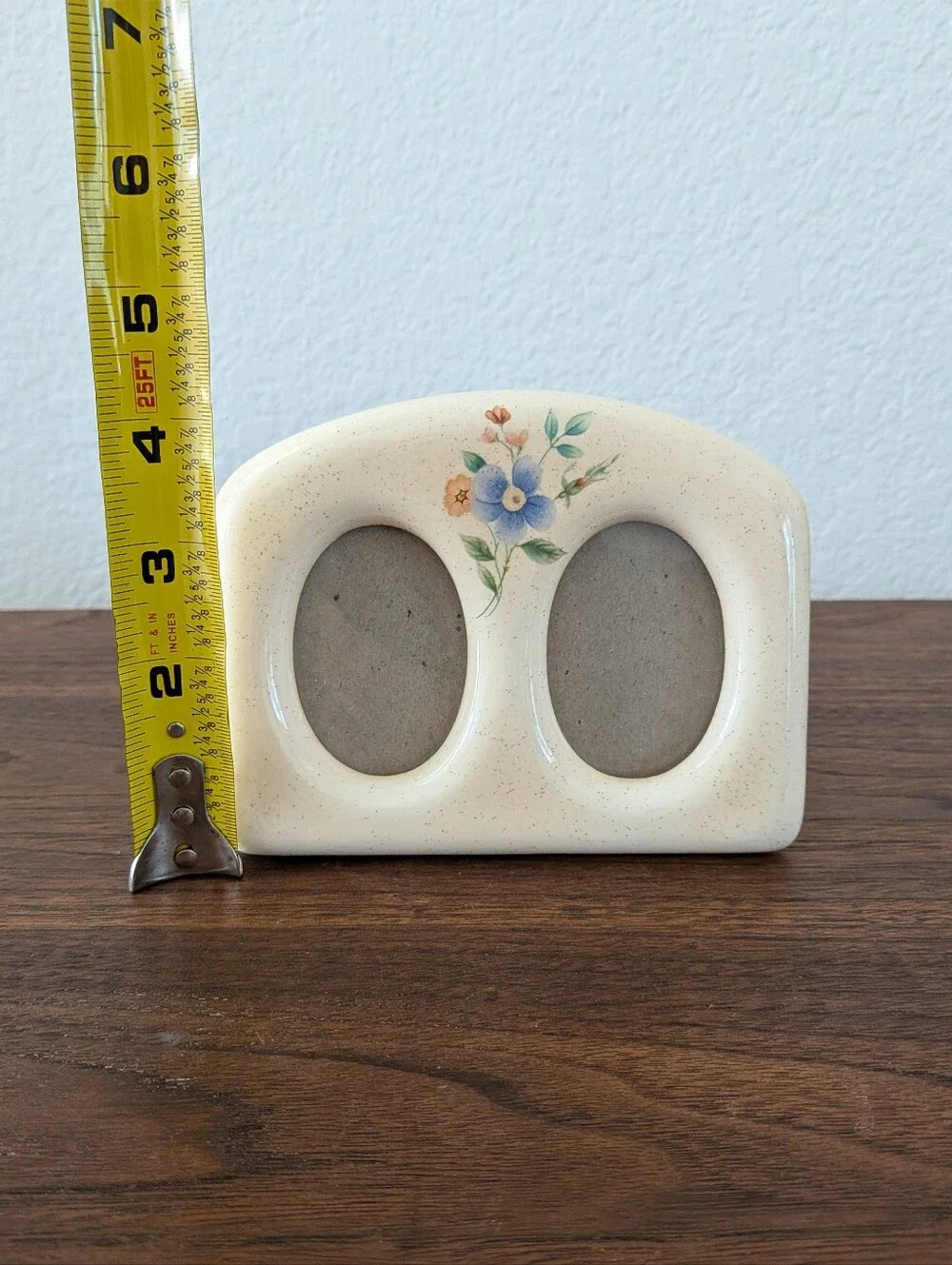 VTG Ceramic Double Oval Small Floral Picture Frame Cottagecore Sabby Chic 5